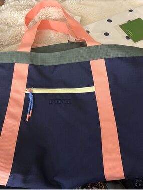 PINK Victoria's Secret Navy Duffel with Coral Straps